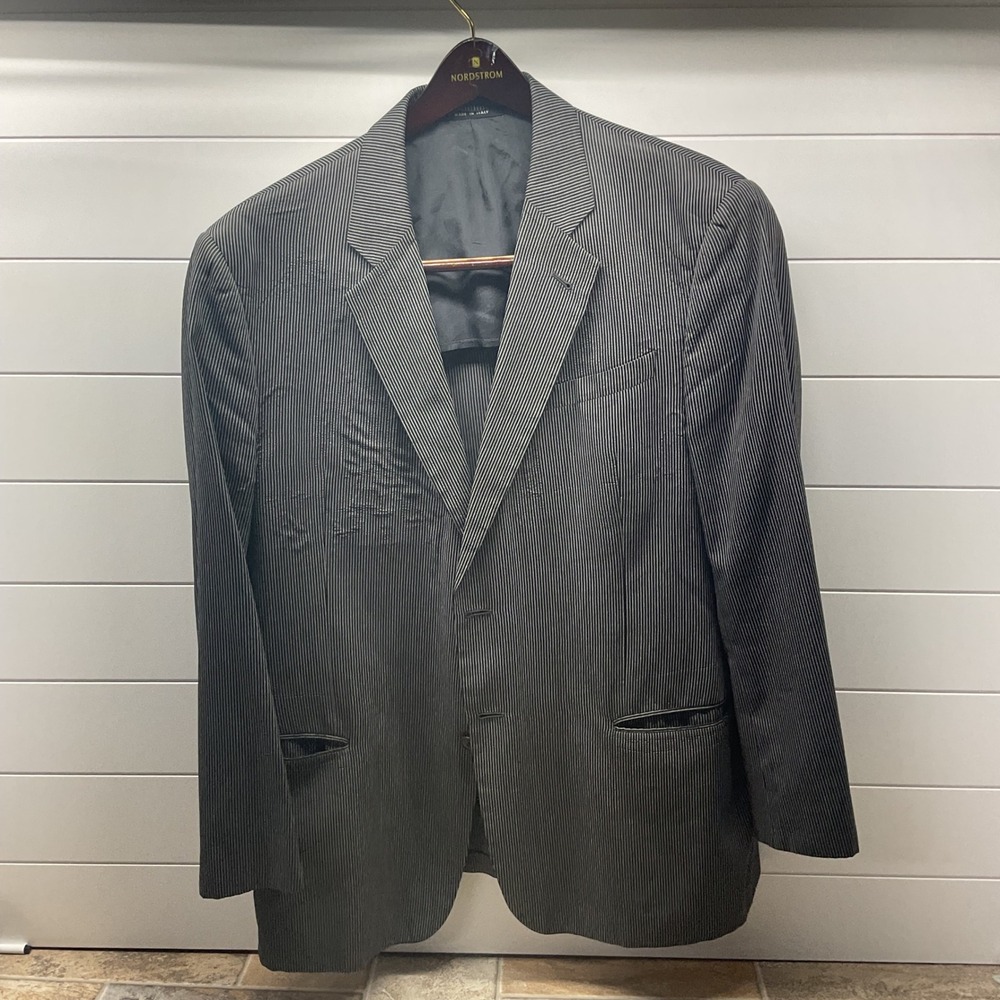 Armani Collezioni Nordstrom Pinstripe Blazer Jacket Made in Italy Black White